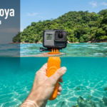 GoPro on orange floating grip in crystal-clear turquoise water at Mismaloya, Puerto Vallarta, reef & tropical fish