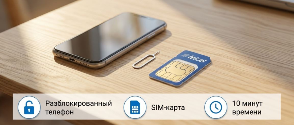 Unlock your phone with a new SIM card on a wooden table, symbolizing connectivity and convenience.